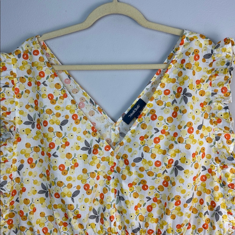 NEW ModCloth Fruit Print Ruffle Sleeveless Tank Top Cotton Peplum Blouse Size 2X - Picture 3 of 16